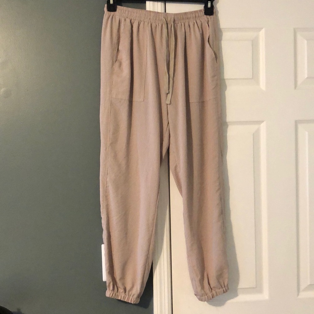 Striped linen joggers